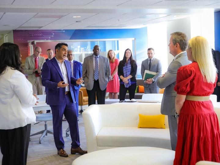 Nikhil Deshpande speaks to Governor Brian Kemp.